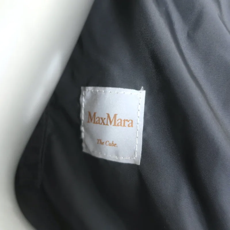 Max Mara The Cube Reversible Fur-Trimmed Hooded Down Puffer Vest Black Size 6