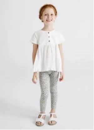 Mayoral Girl Short Sleeved Flutter Blouse in White : Size 2 to 8 Years