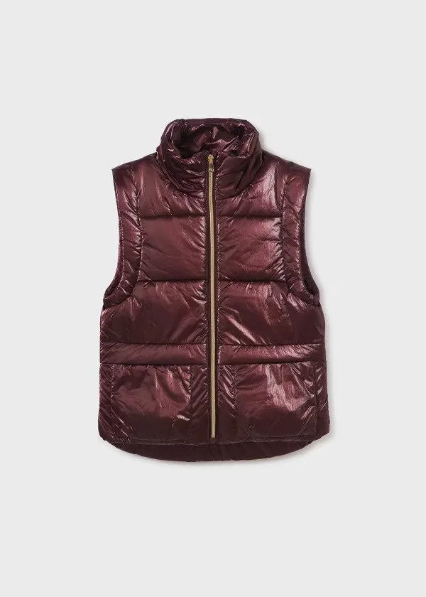 Mayoral Zip Up Puffer Vest in Burgundy: Size 8 to 18 Years