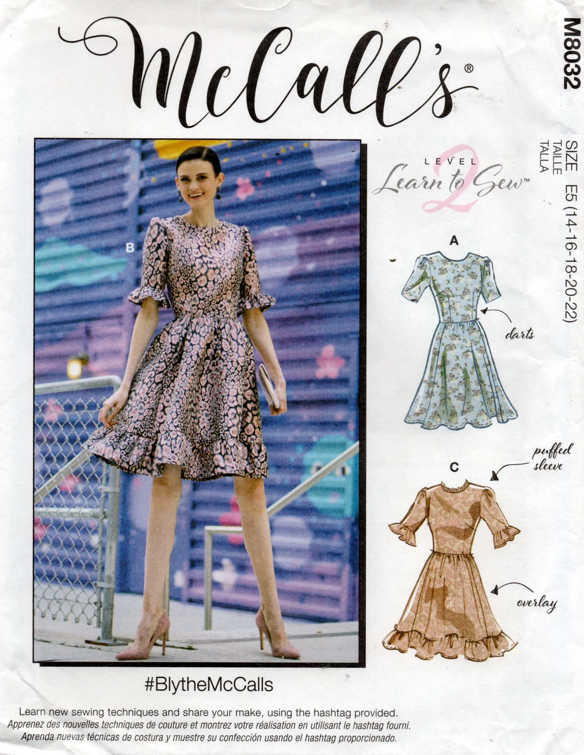 McCall's M8032 #BlytheMcCalls Womens Full Skirt Ruffled Dresses Sewing Pattern Size 14 - 22 UNCUT Factory Folded