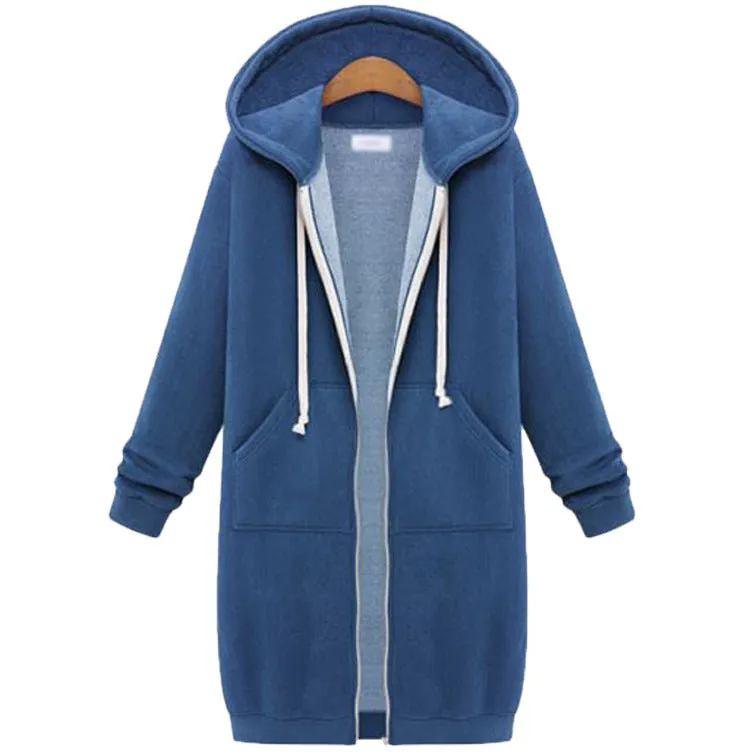 Medium and Long Plus Velvet Pocket Hooded Zipper