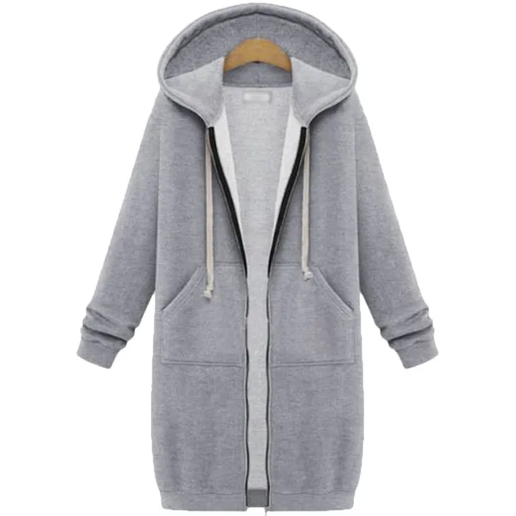 Medium and Long Plus Velvet Pocket Hooded Zipper