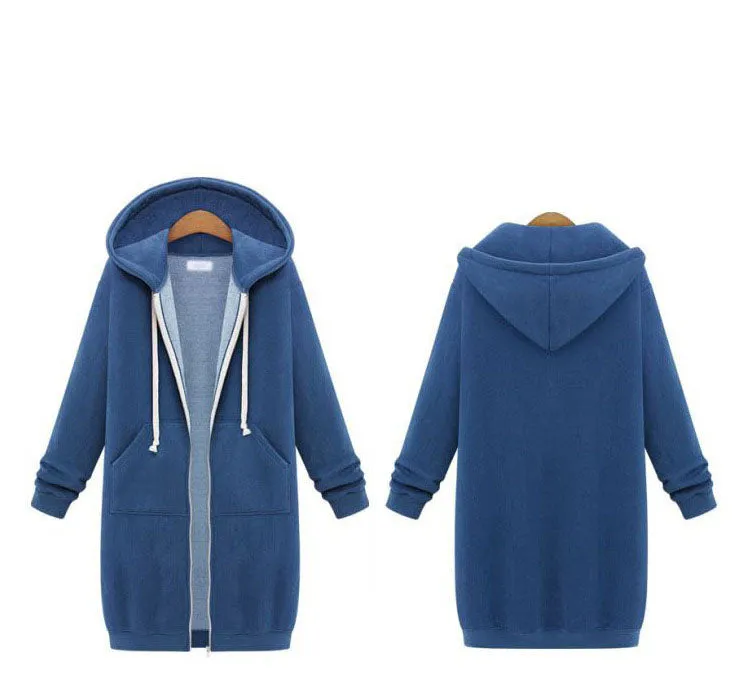 Medium and Long Plus Velvet Pocket Hooded Zipper