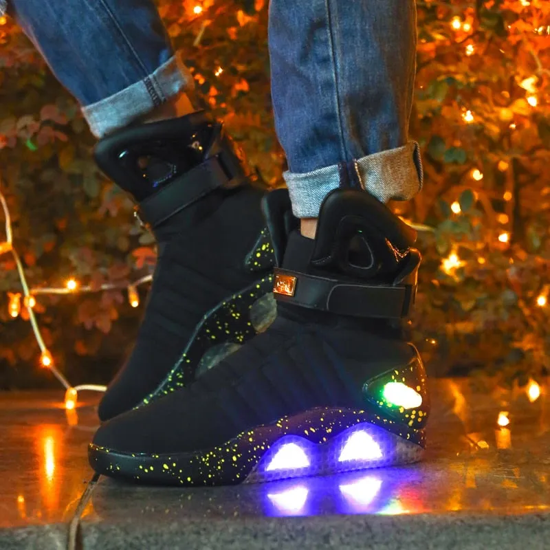 Men basketball shoes Led light shoes men sneakers High quality "Back to Future"led glowing shoes for men cosplay high top shoes