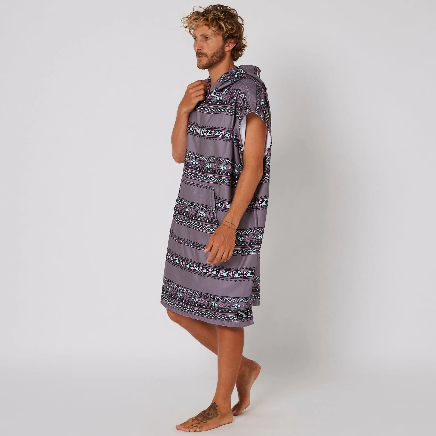 Mens Digital Hooded Poncho - Charcoal