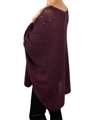 'Merlot' Tissue Weight Sea Urchin Poncho- size M