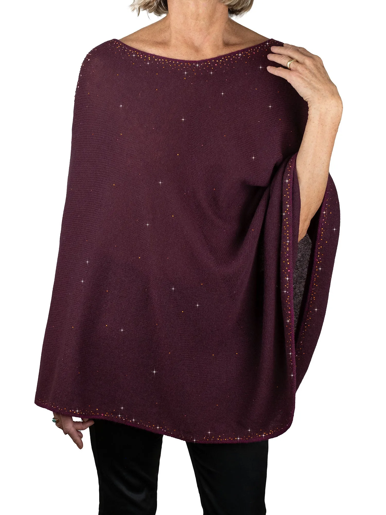 'Merlot' Tissue Weight Sea Urchin Poncho- size M