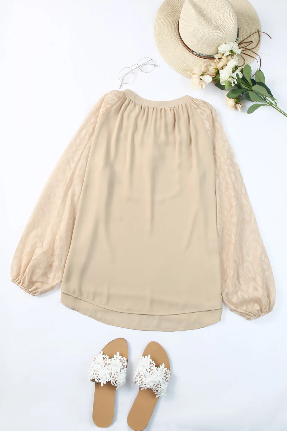 Mesh Split Neck Blouse