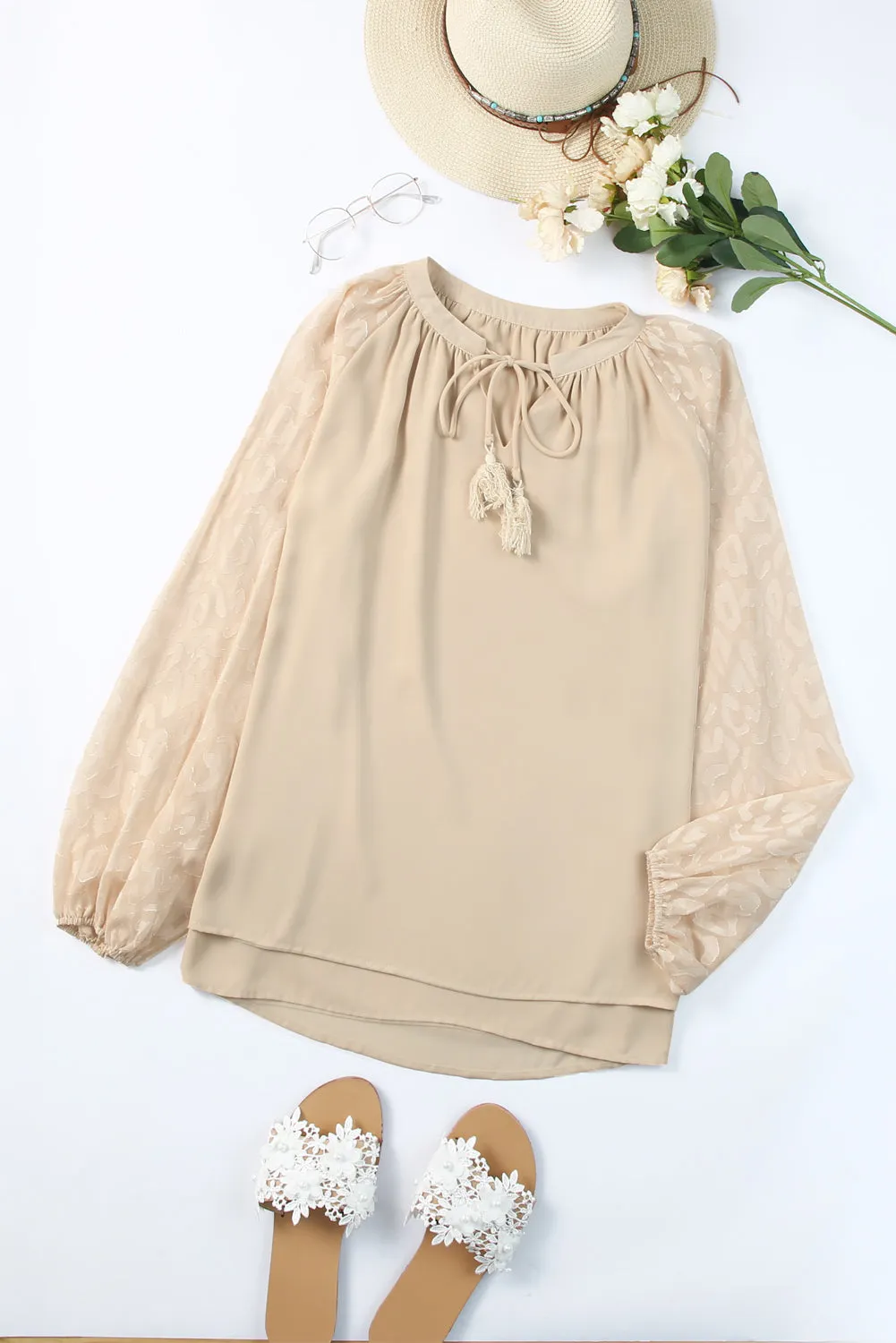 Mesh Split Neck Blouse