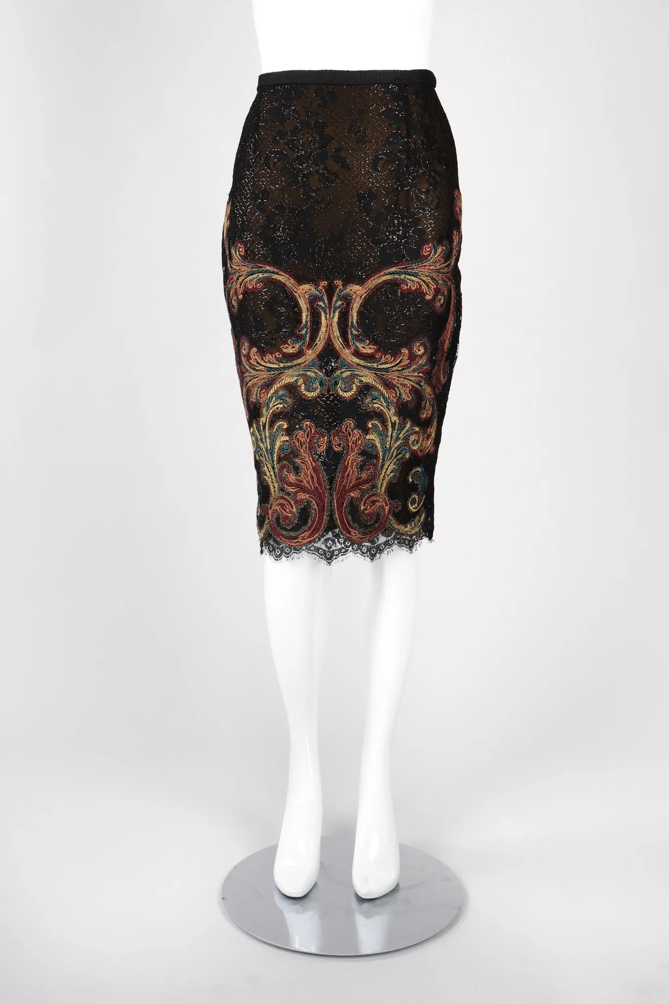 Metallic Embroidered Lace Skirt
