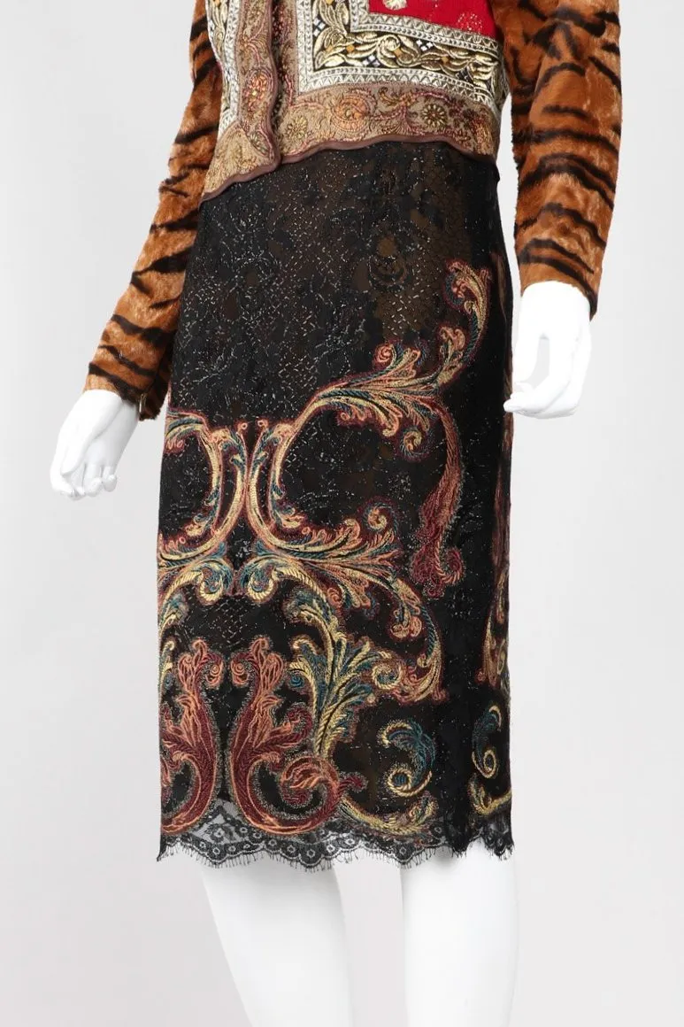 Metallic Embroidered Lace Skirt