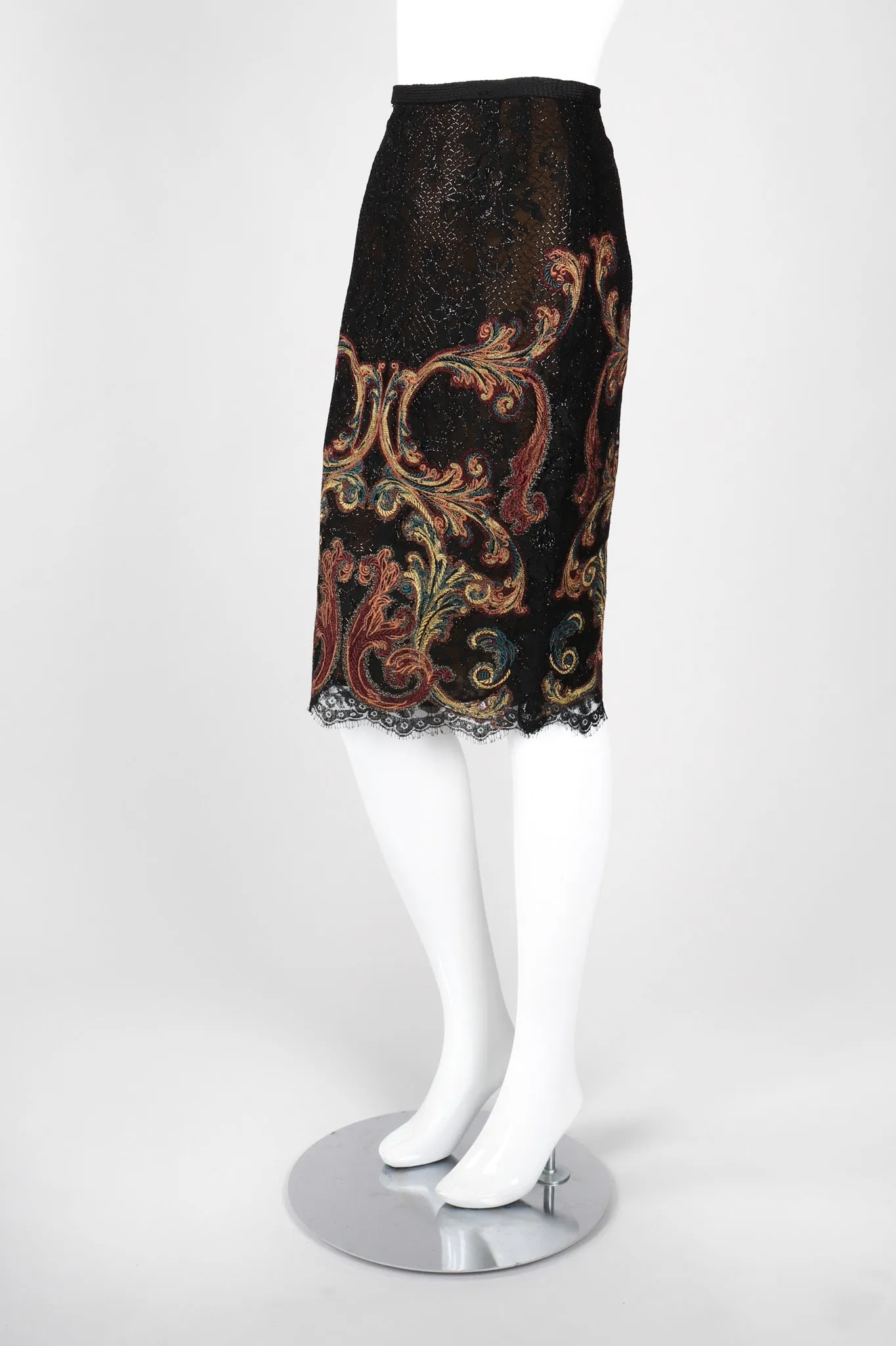 Metallic Embroidered Lace Skirt