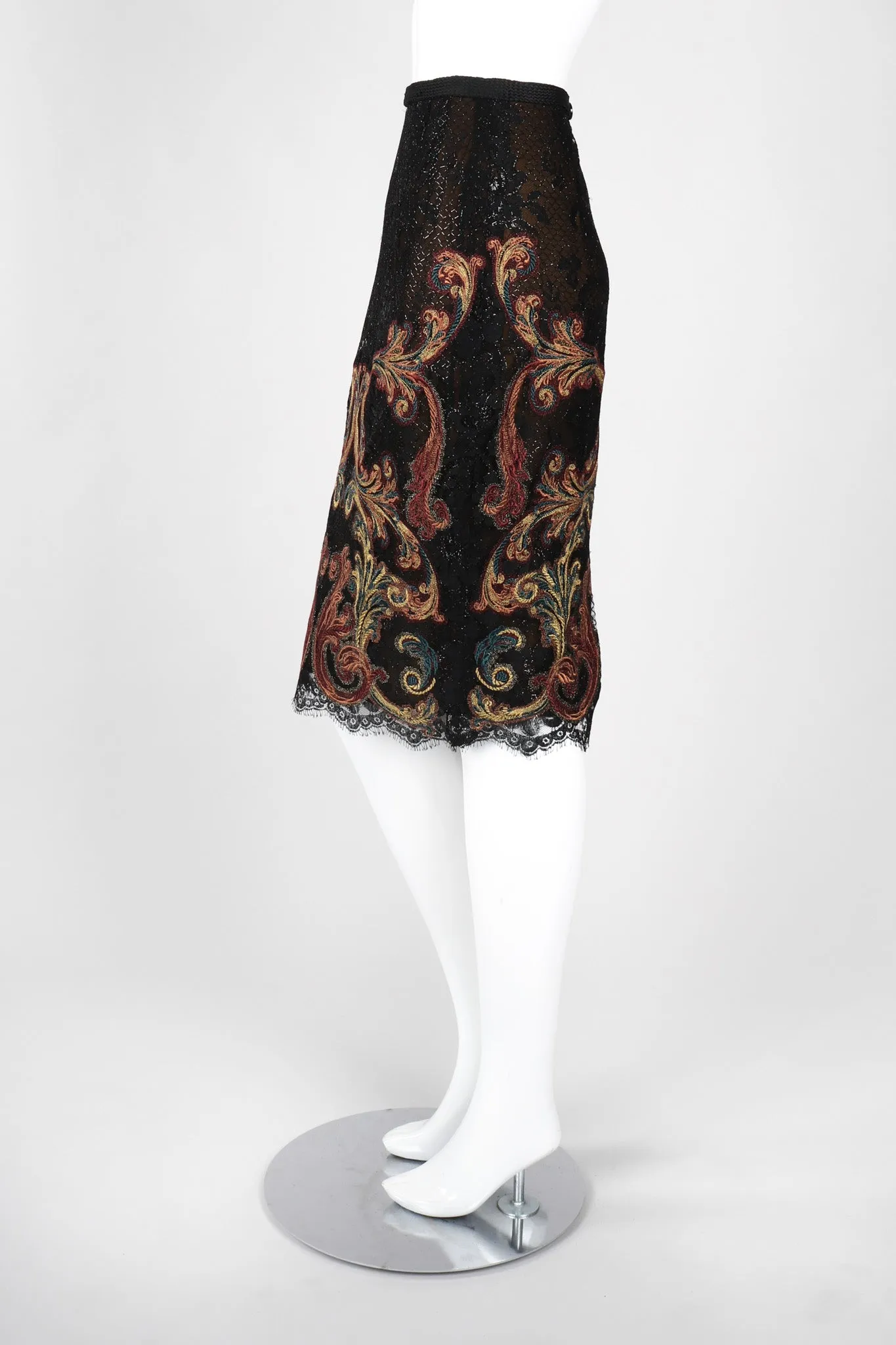 Metallic Embroidered Lace Skirt