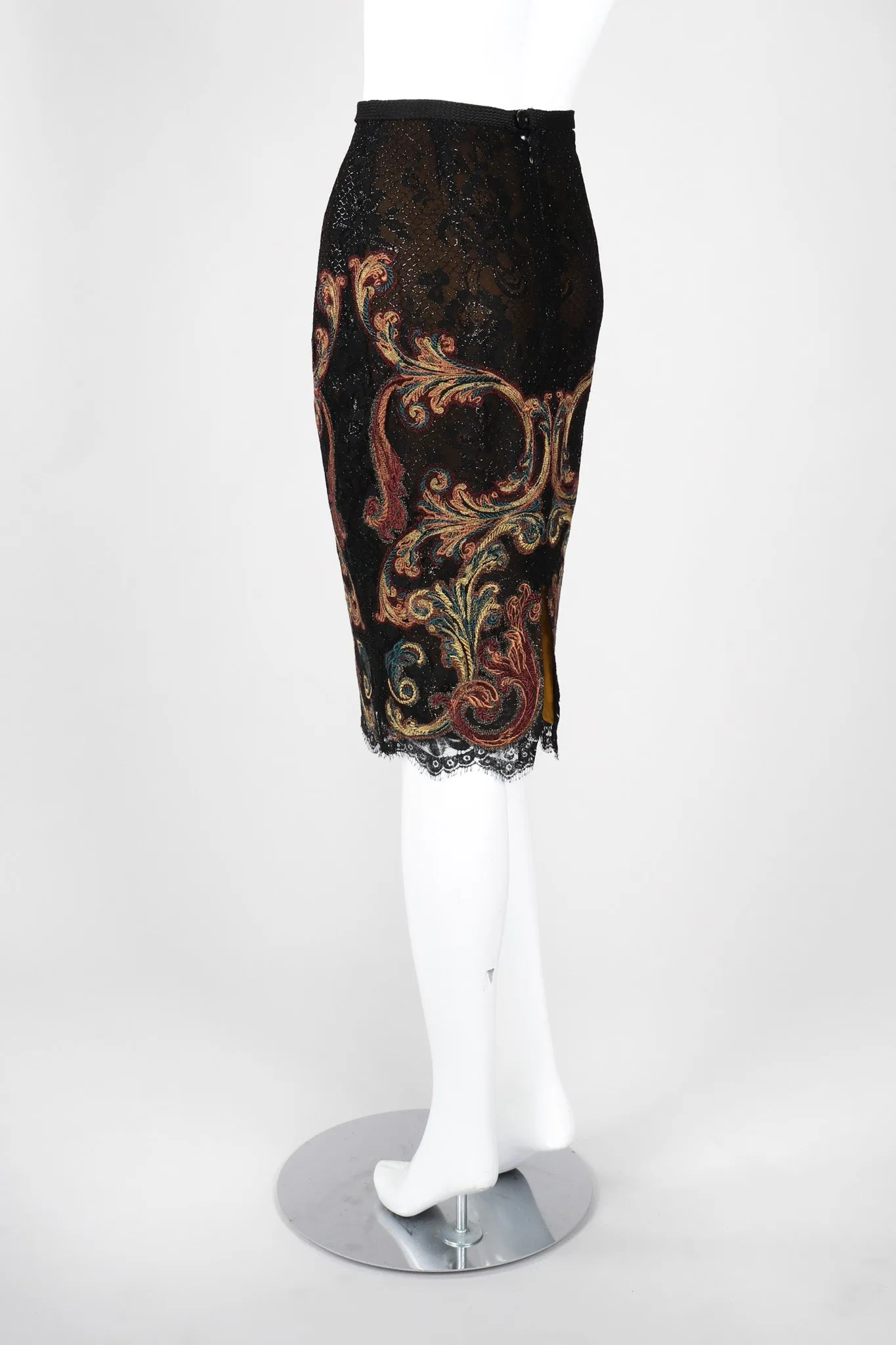 Metallic Embroidered Lace Skirt