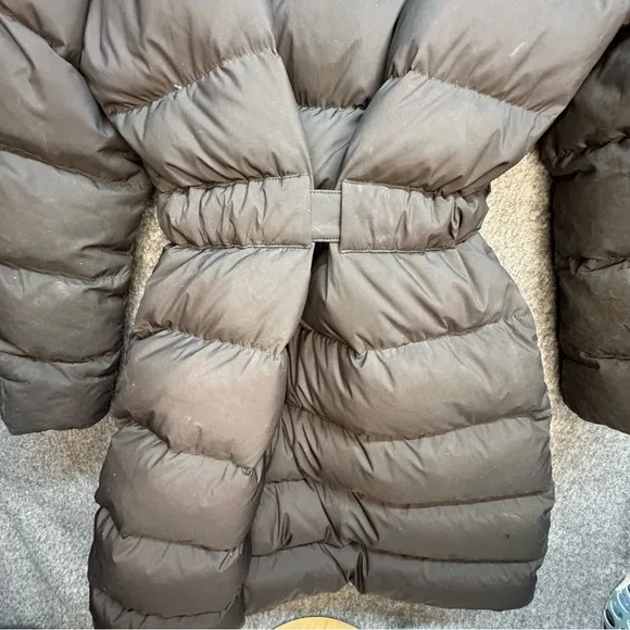 Michael Kors Down Black Quilted Puffer Hooded Down Fill Long Winter Coat LG