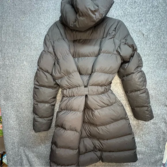 Michael Kors Down Black Quilted Puffer Hooded Down Fill Long Winter Coat LG