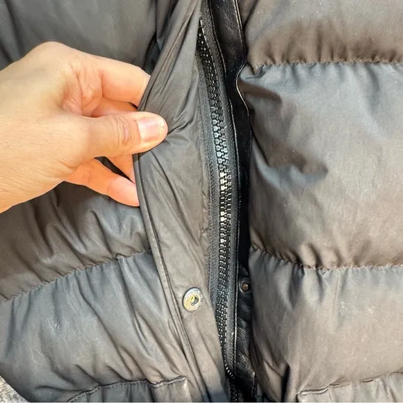 Michael Kors Down Black Quilted Puffer Hooded Down Fill Long Winter Coat LG