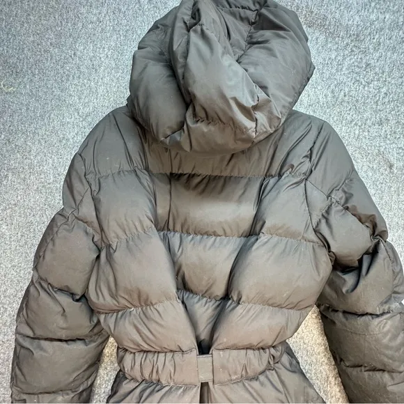 Michael Kors Down Black Quilted Puffer Hooded Down Fill Long Winter Coat LG