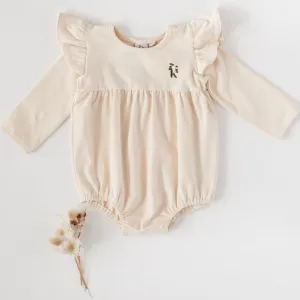 Milana Winged Cotton Playsuit - Almond Cream
