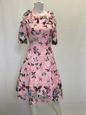 Miri Couture Pink Butterfly Dress