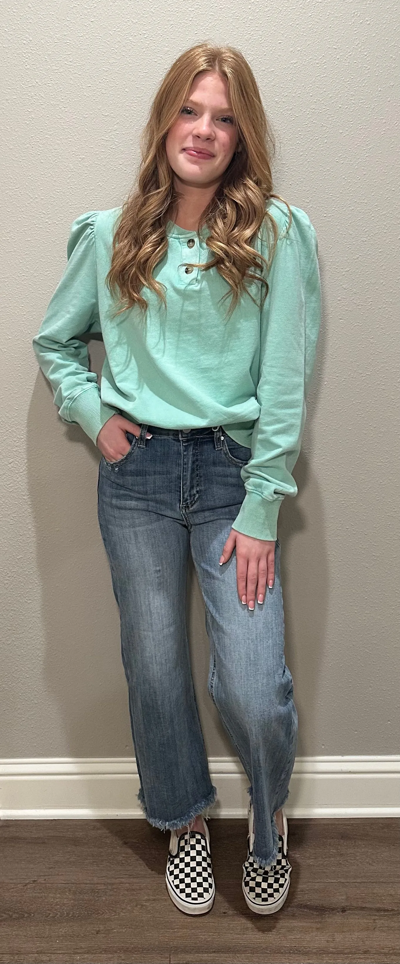 Misty Mint Long Sleeve w/ Puff Shoulder