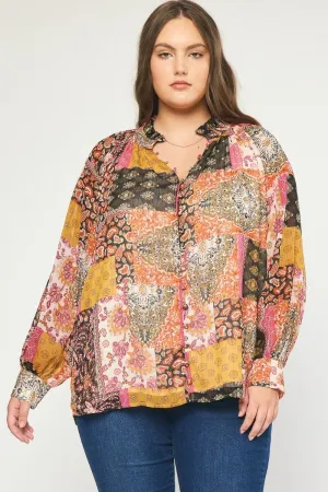 Mixed Print Paisley Blouse