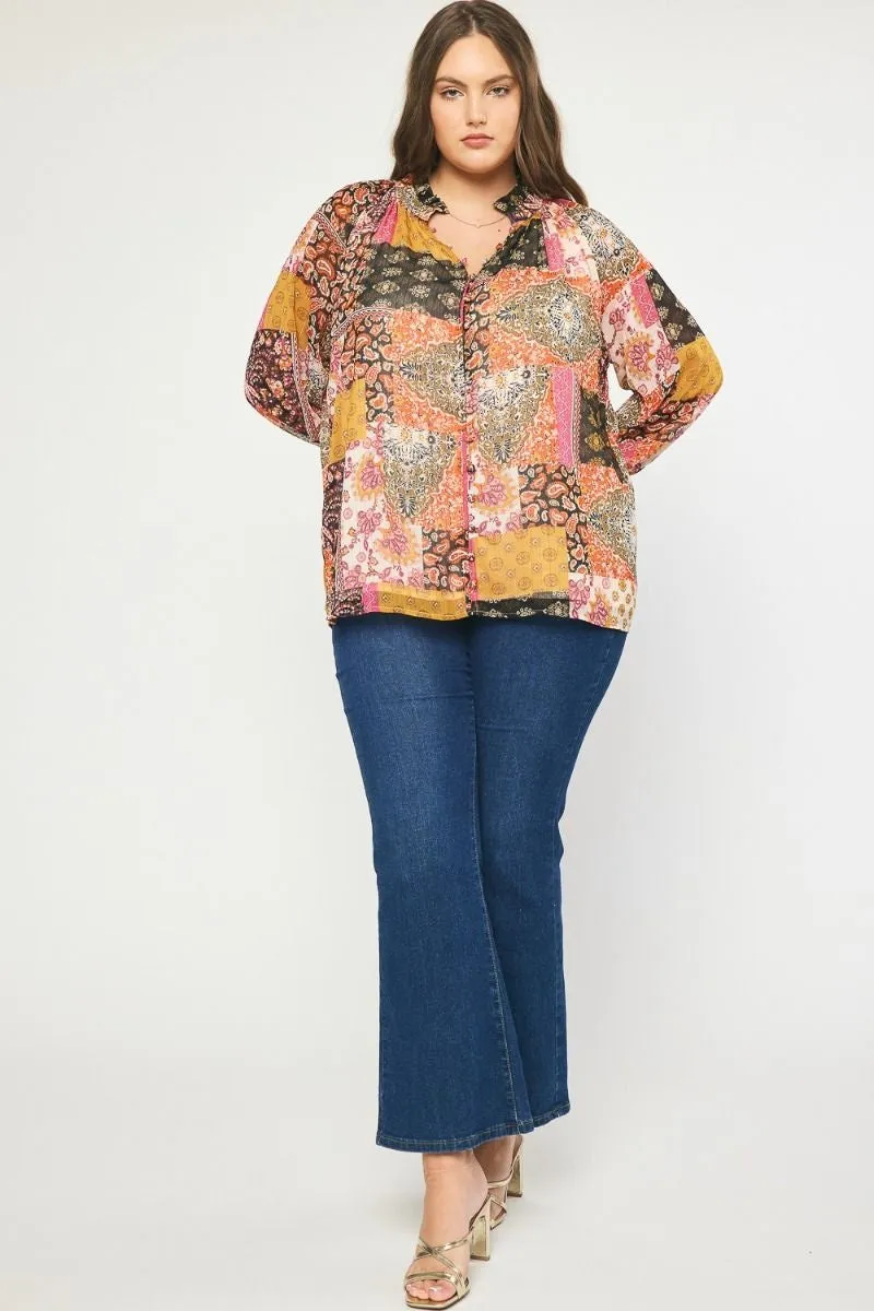 Mixed Print Paisley Blouse