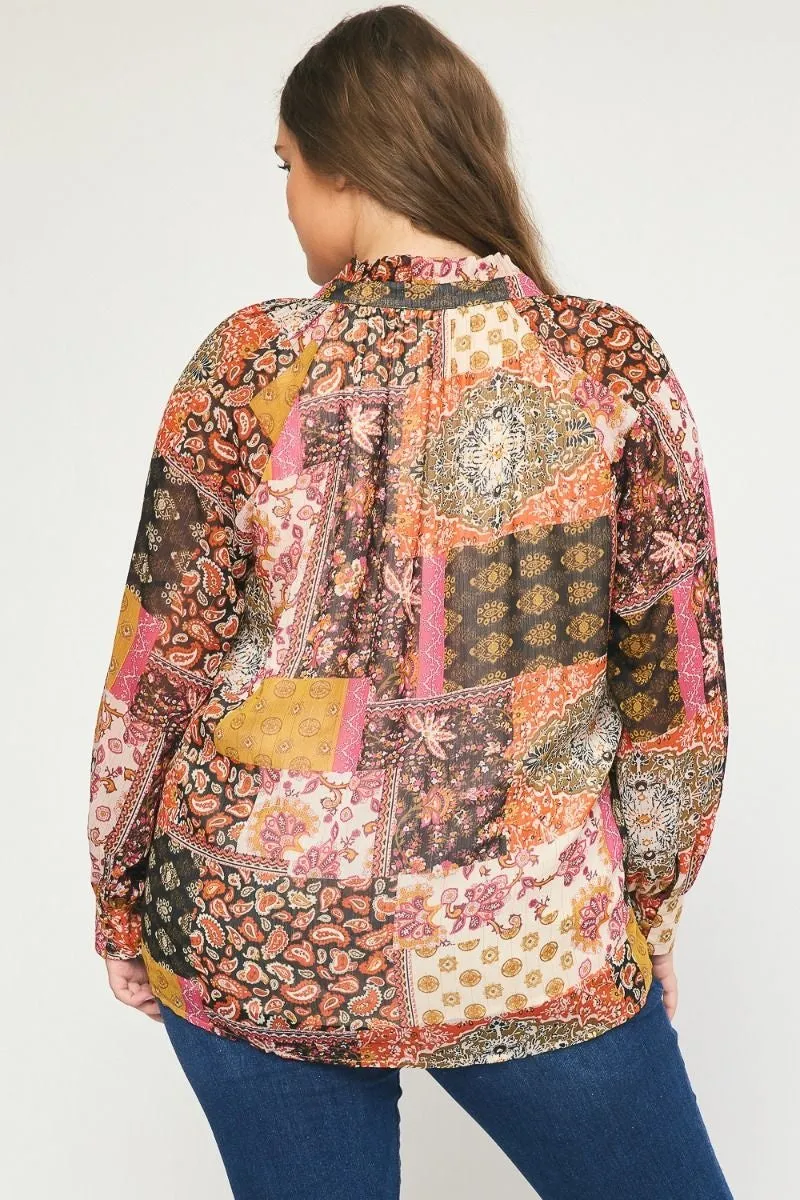 Mixed Print Paisley Blouse