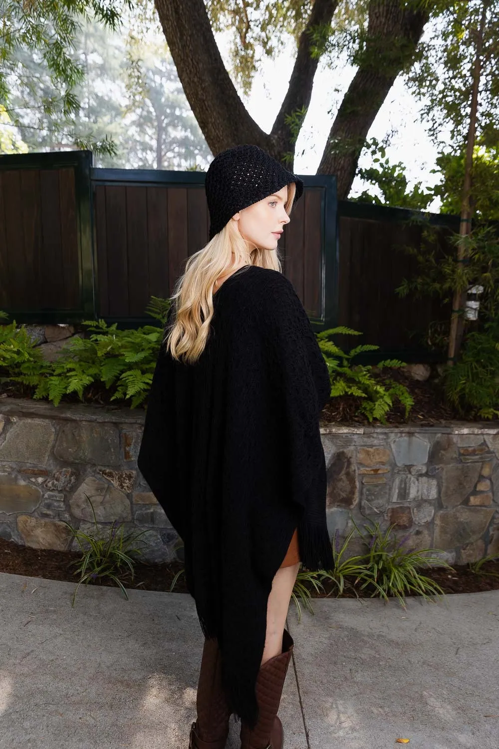 Mocha Cozy Embroidered Tasseled Wrap