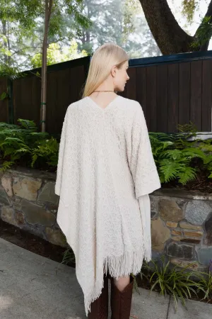 Mocha Cozy Embroidered Tasseled Wrap