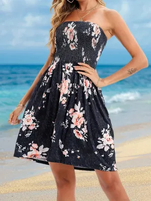 Molina Full Size Smocked Printed Tube Mini Dress