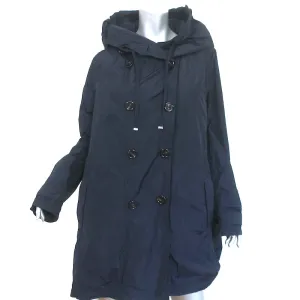 Moncler Baillet Double Breasted Hooded Parka Coat Navy Size 5