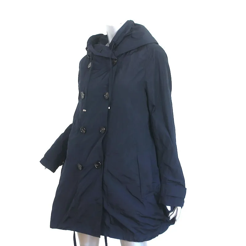 Moncler Baillet Double Breasted Hooded Parka Coat Navy Size 5