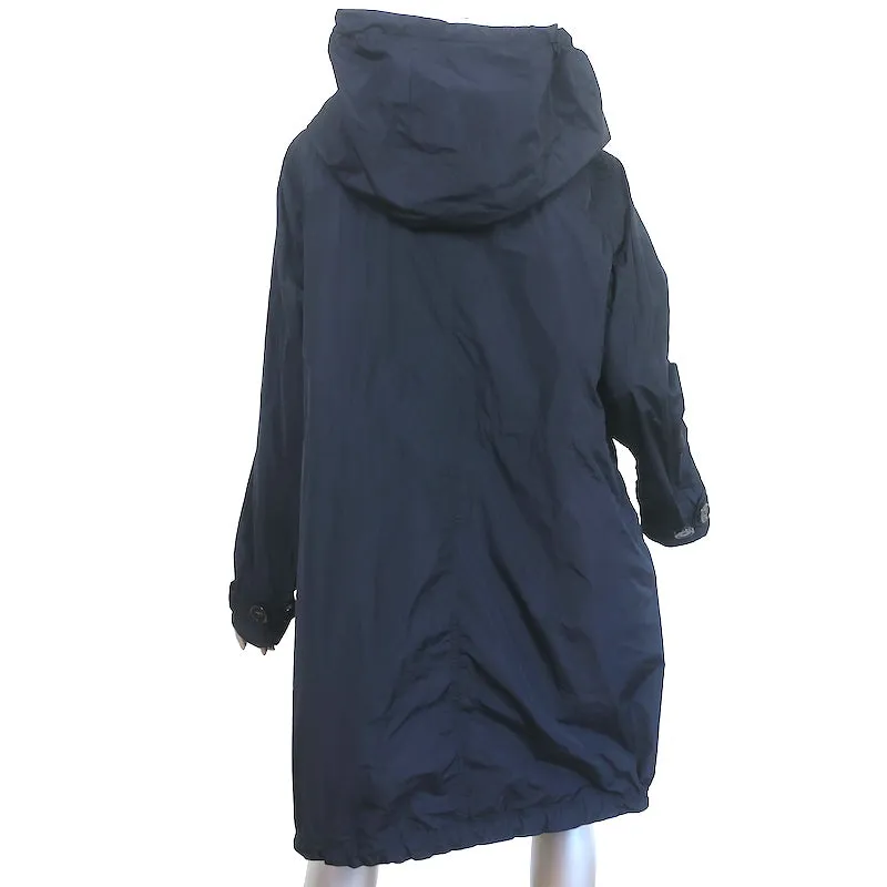 Moncler Baillet Double Breasted Hooded Parka Coat Navy Size 5