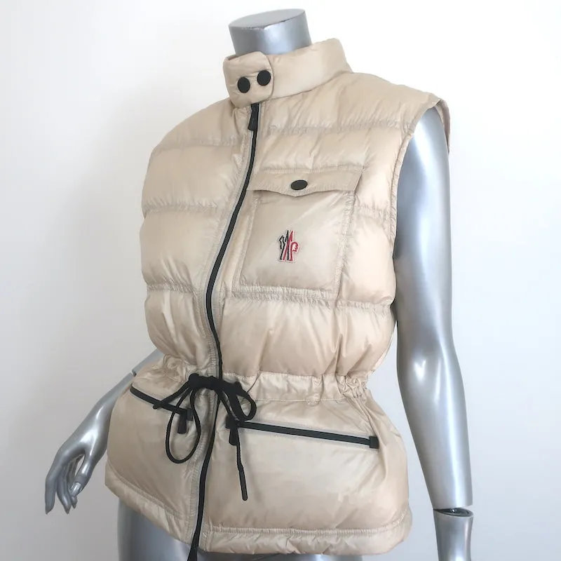 Moncler Grenoble Arolles Ripstop Down Puffer Vest Beige Size 2