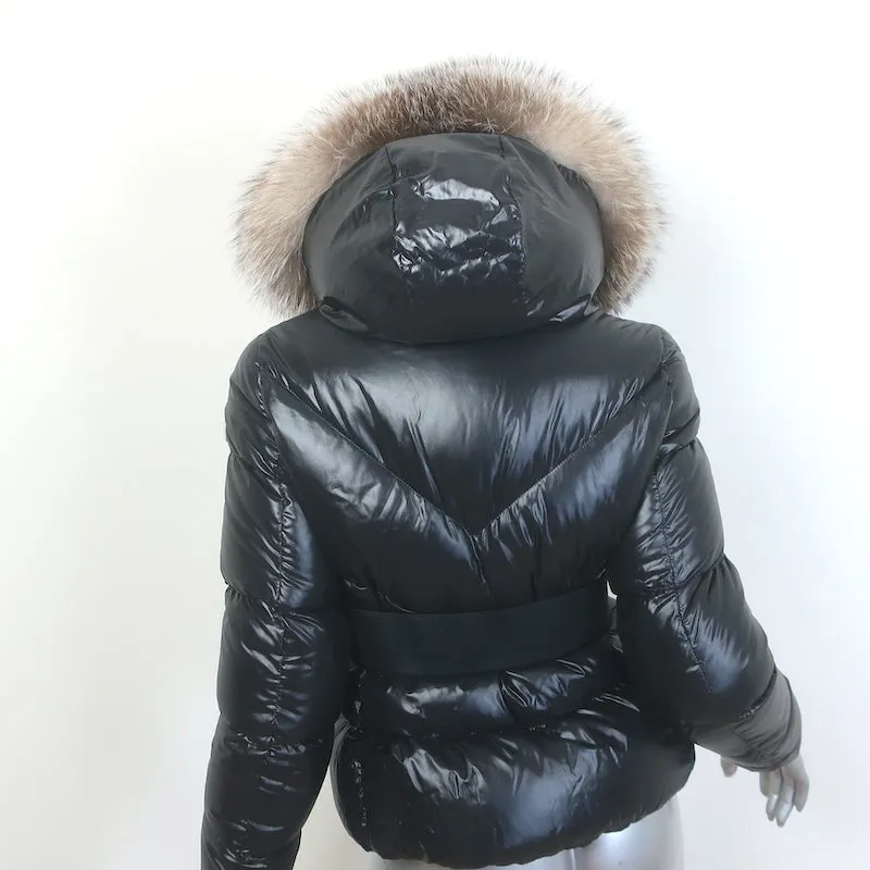 Moncler Ribaudfur Fox Fur-Trimmed Hooded Down Puffer Jacket Black Size 0
