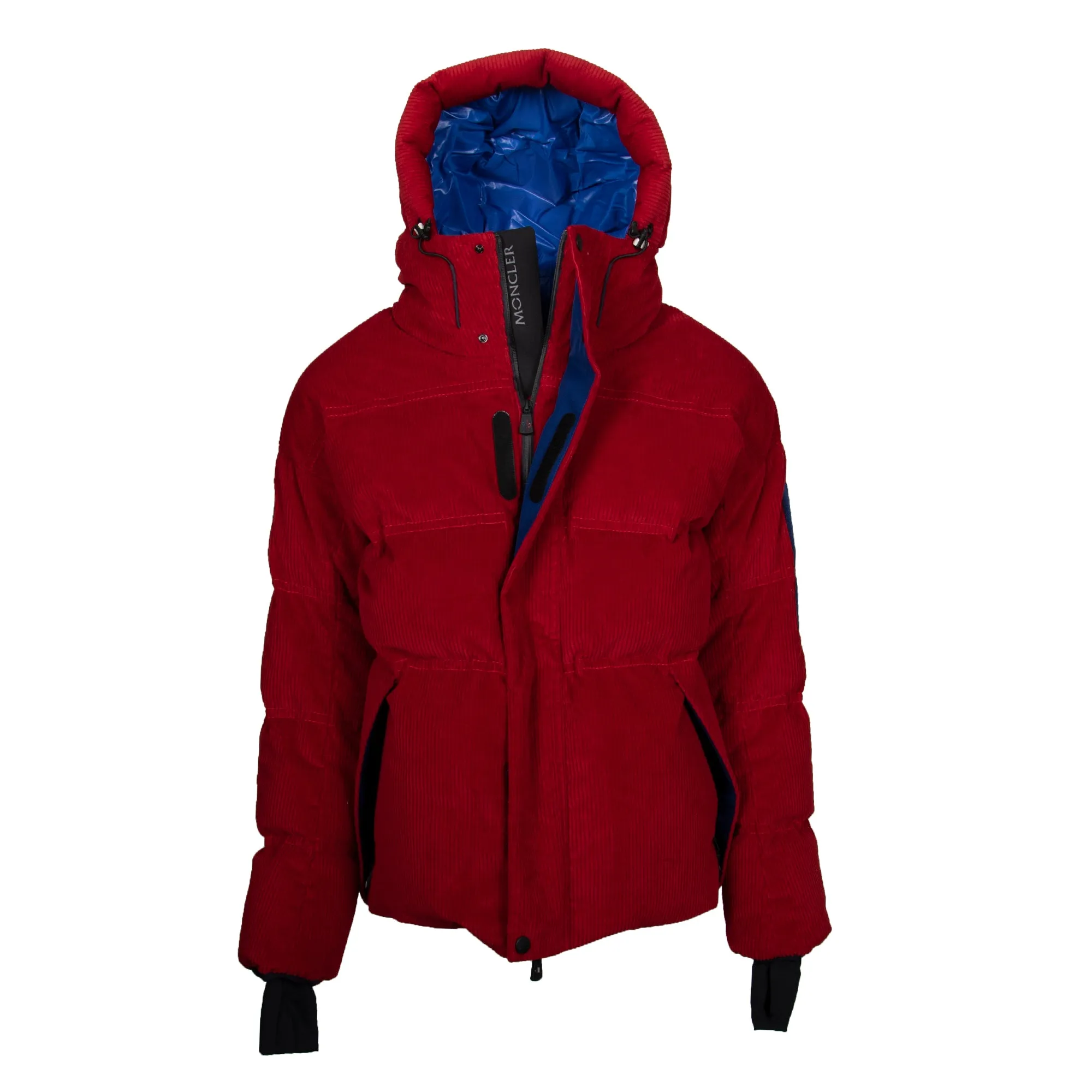 Moncler Stuller Hooded Corduroy Puffer Jacket Size 4 in Red