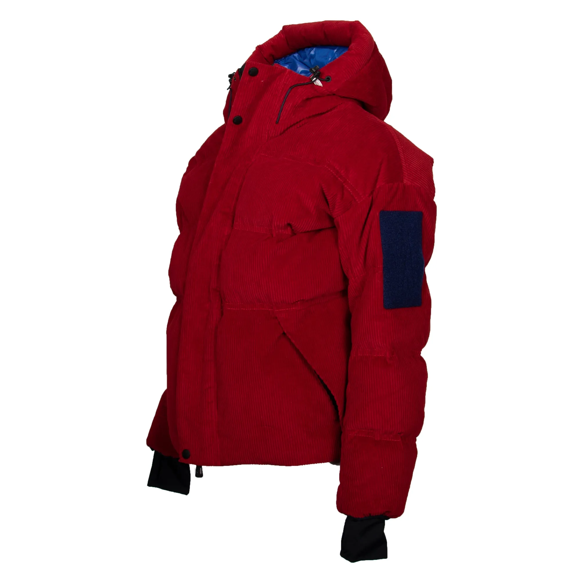 Moncler Stuller Hooded Corduroy Puffer Jacket Size 4 in Red