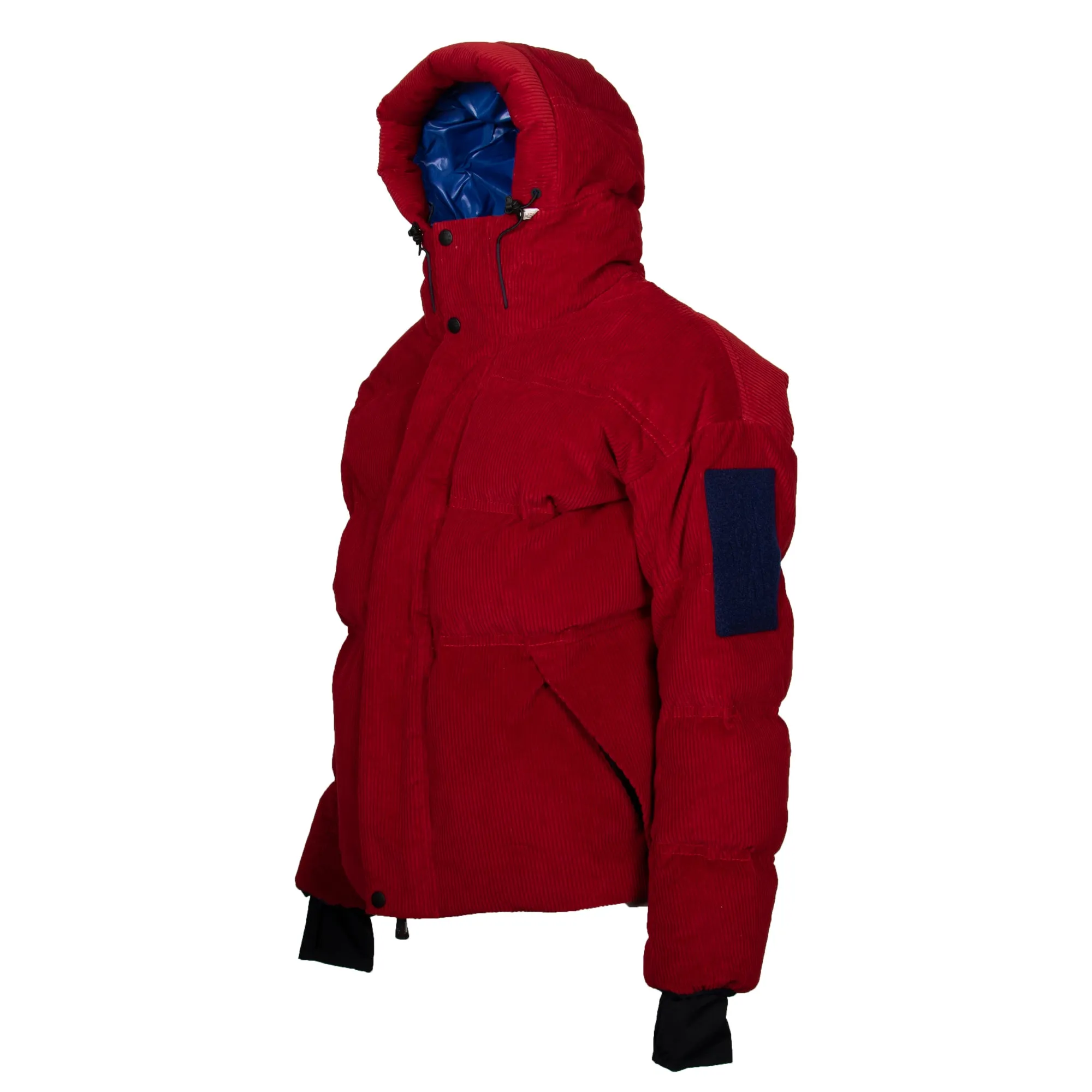 Moncler Stuller Hooded Corduroy Puffer Jacket Size 4 in Red