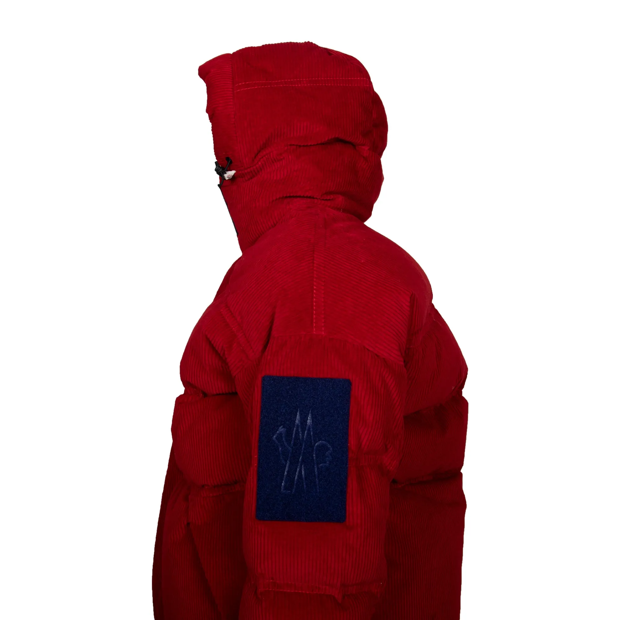 Moncler Stuller Hooded Corduroy Puffer Jacket Size 4 in Red