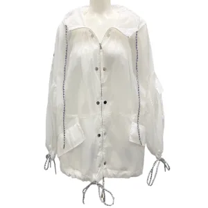 Moncler White Delphi Nylon Raincoat