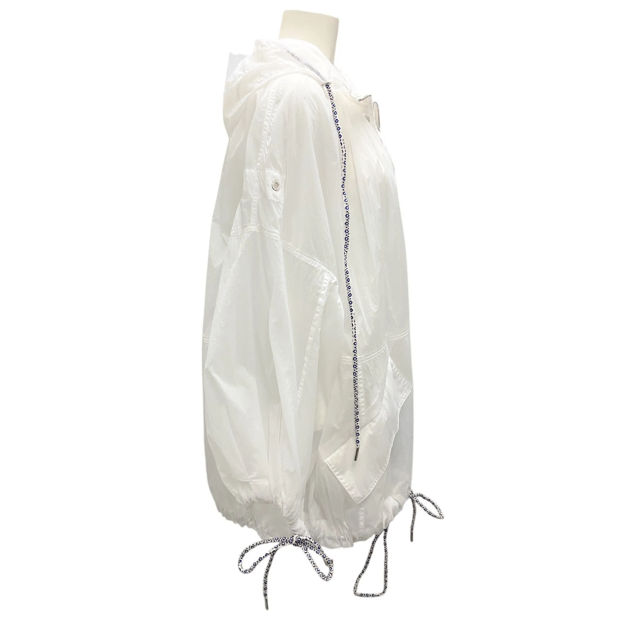 Moncler White Delphi Nylon Raincoat