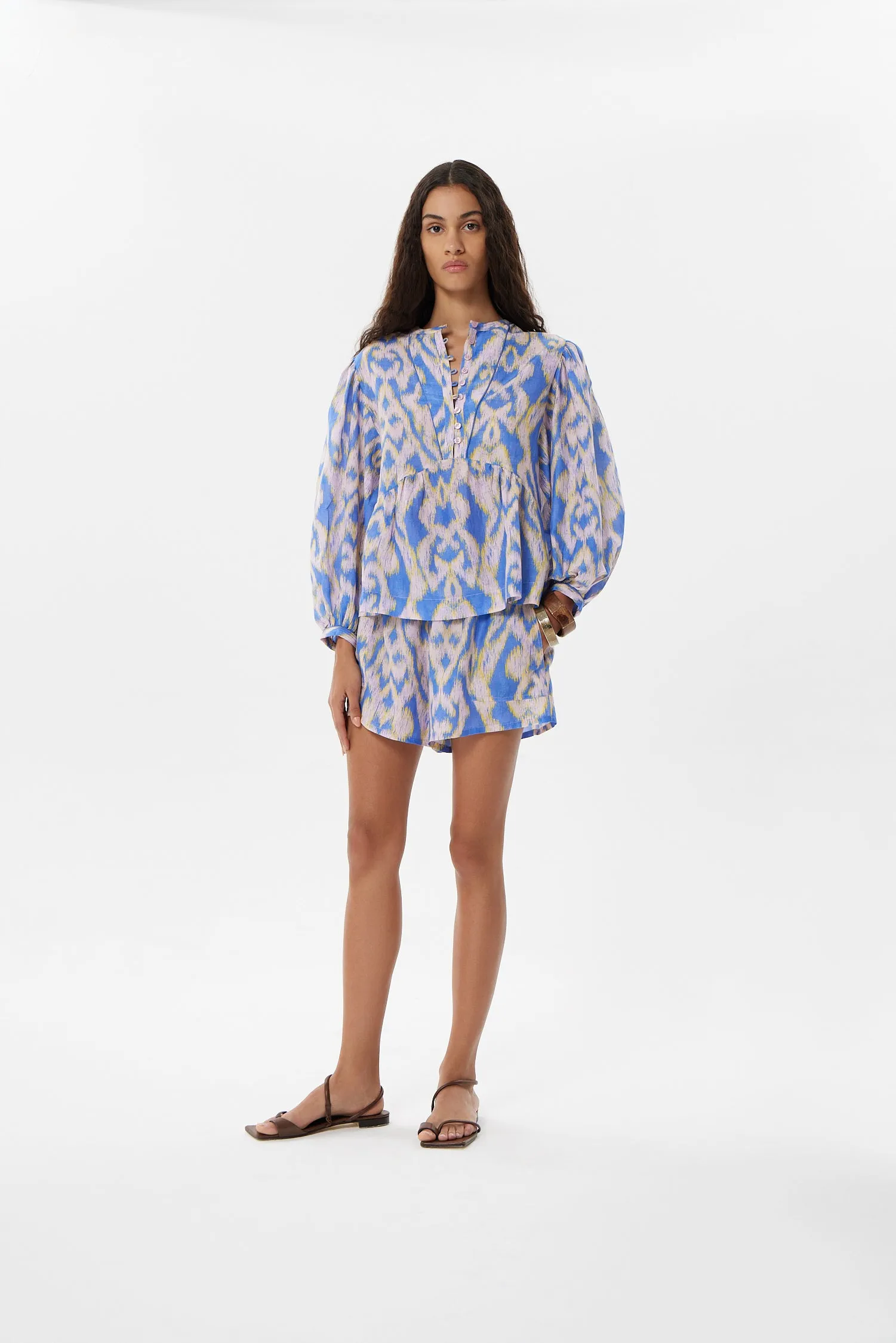 Moreno Irina Blouse in Lavender Ikat