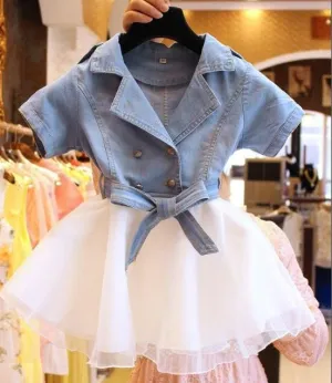 Mother Daughter Dresses Summer Short Sleeved denim Clothing