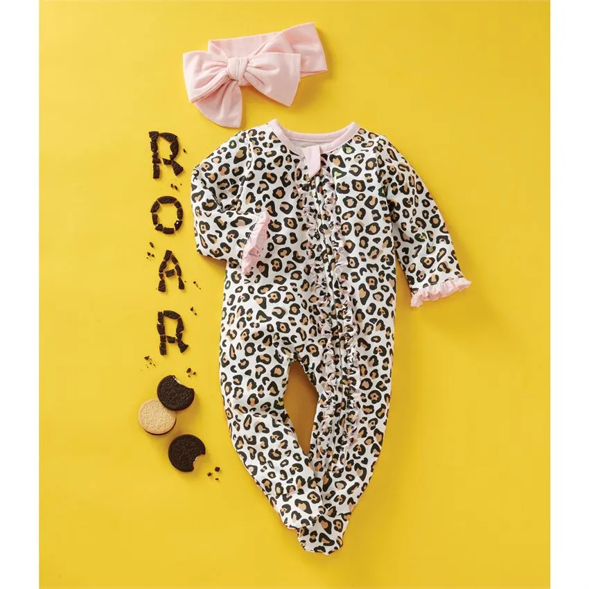 Mud Pie Leopard Sleeper & Headband Set