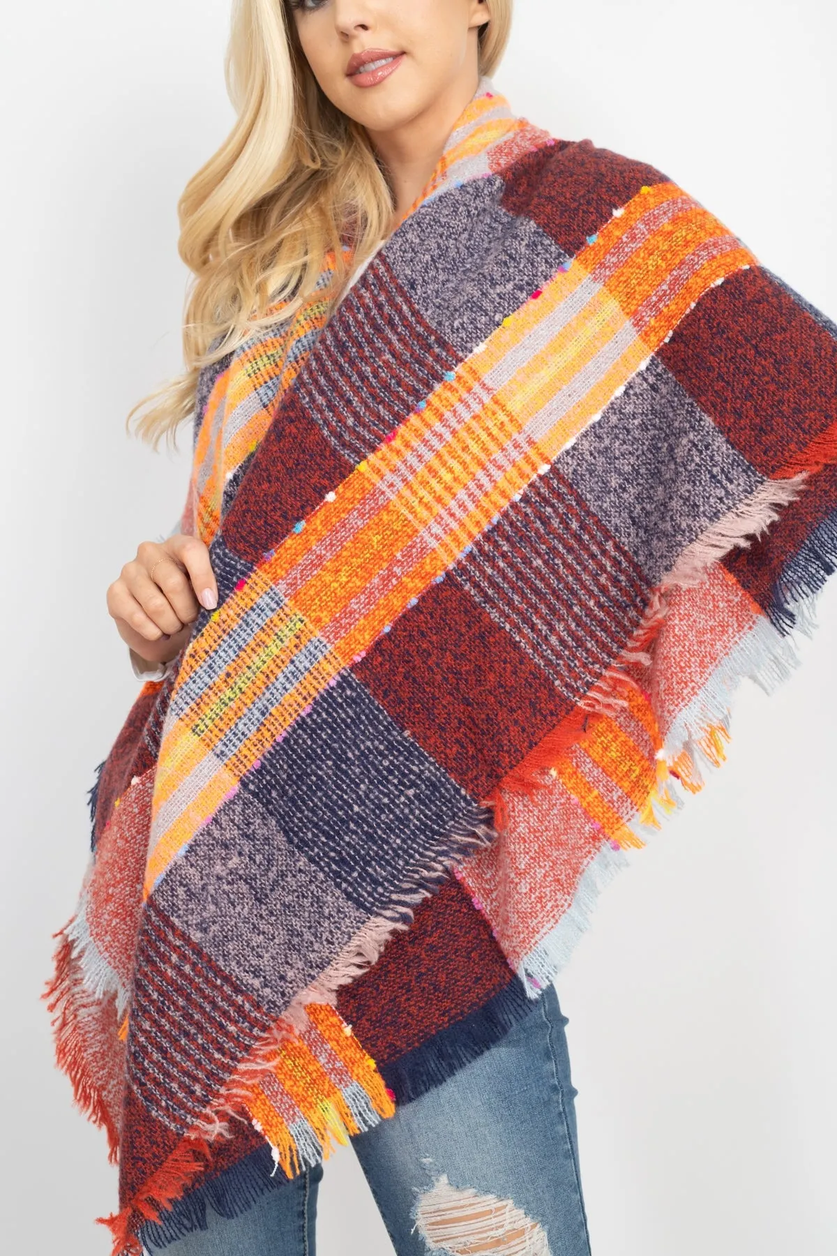 MULTI COLOR BLANKET FRINGED SCARF