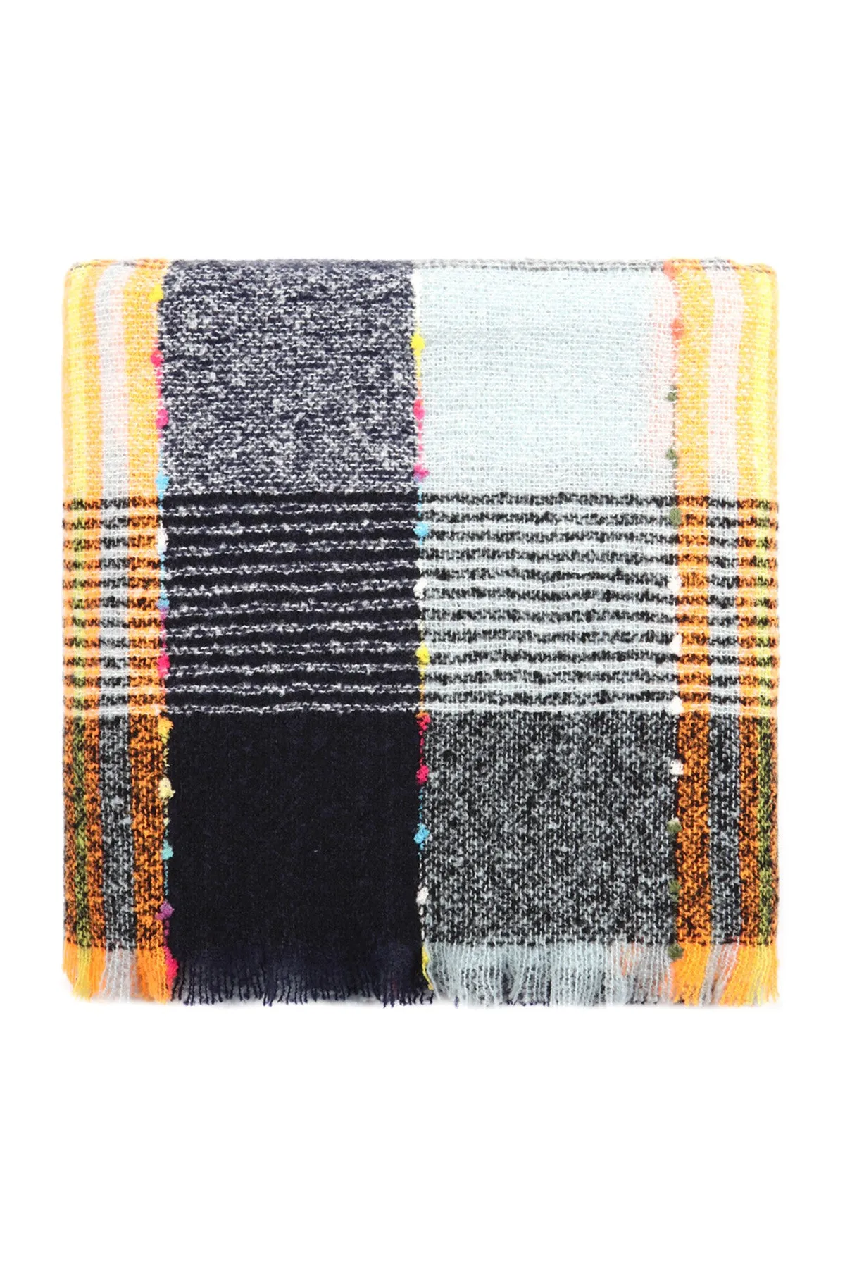 MULTI COLOR BLANKET FRINGED SCARF