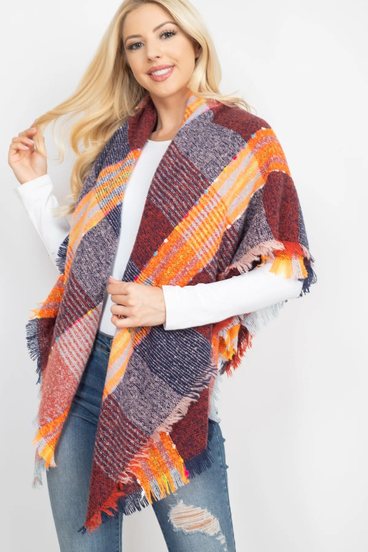 MULTI COLOR BLANKET FRINGED SCARF