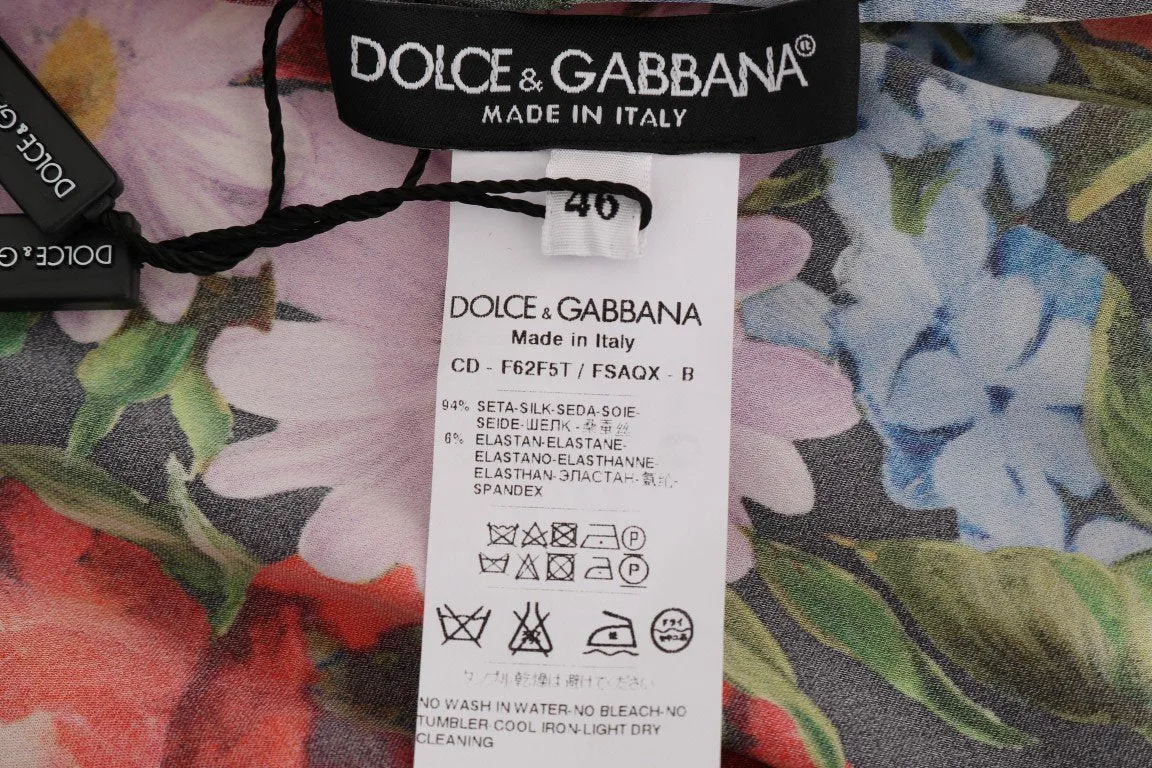 Multicolor Floral Print Silk Stretch Dress