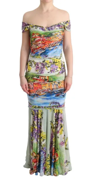 Multicolor Silk Stretch Portofino Sheath Dress